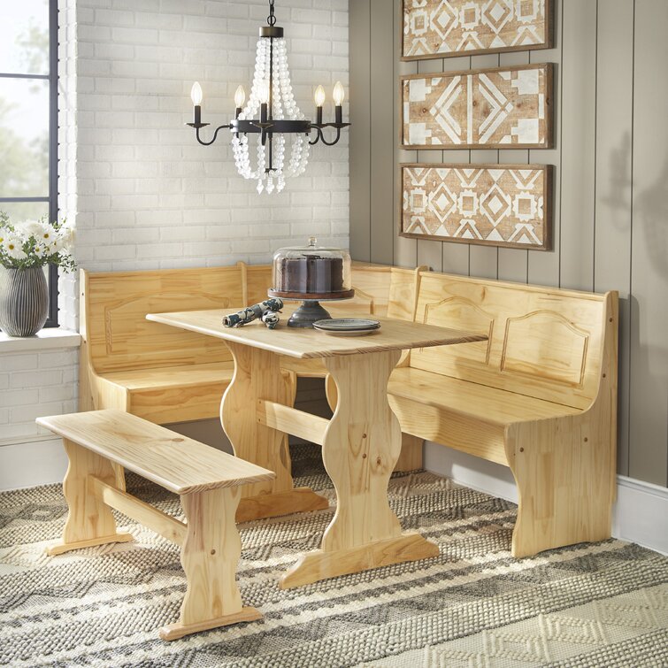 Three posts rockport 3 piece solid wood breakfast nook store dining set